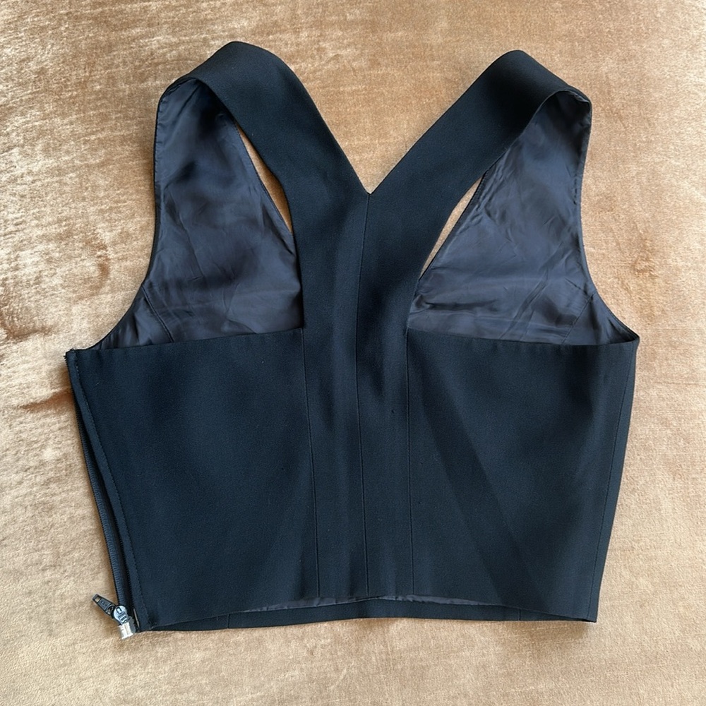 Genuine Giorgio Armani Crop Top Lined V Plunge Racer back Italy made Showroom